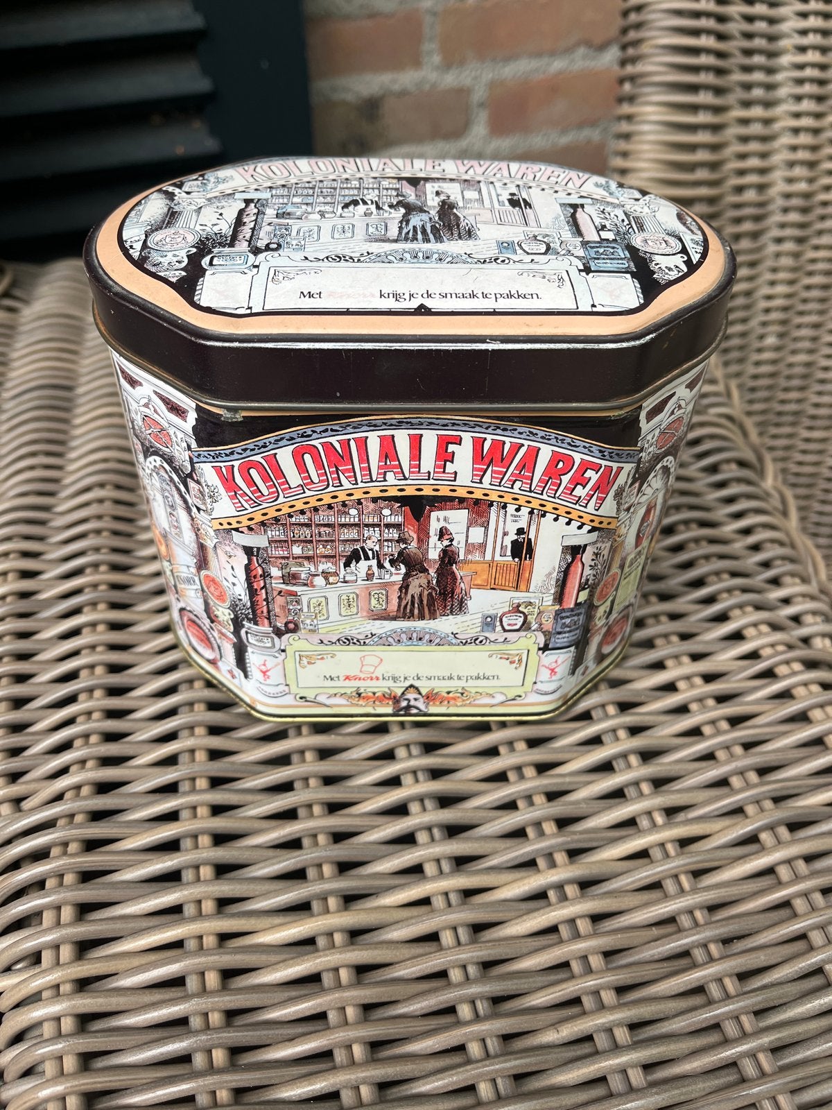 Vintage Knorr Koloniale Waren blik - Decoratief verzamelobje, Ophalen of Verzenden