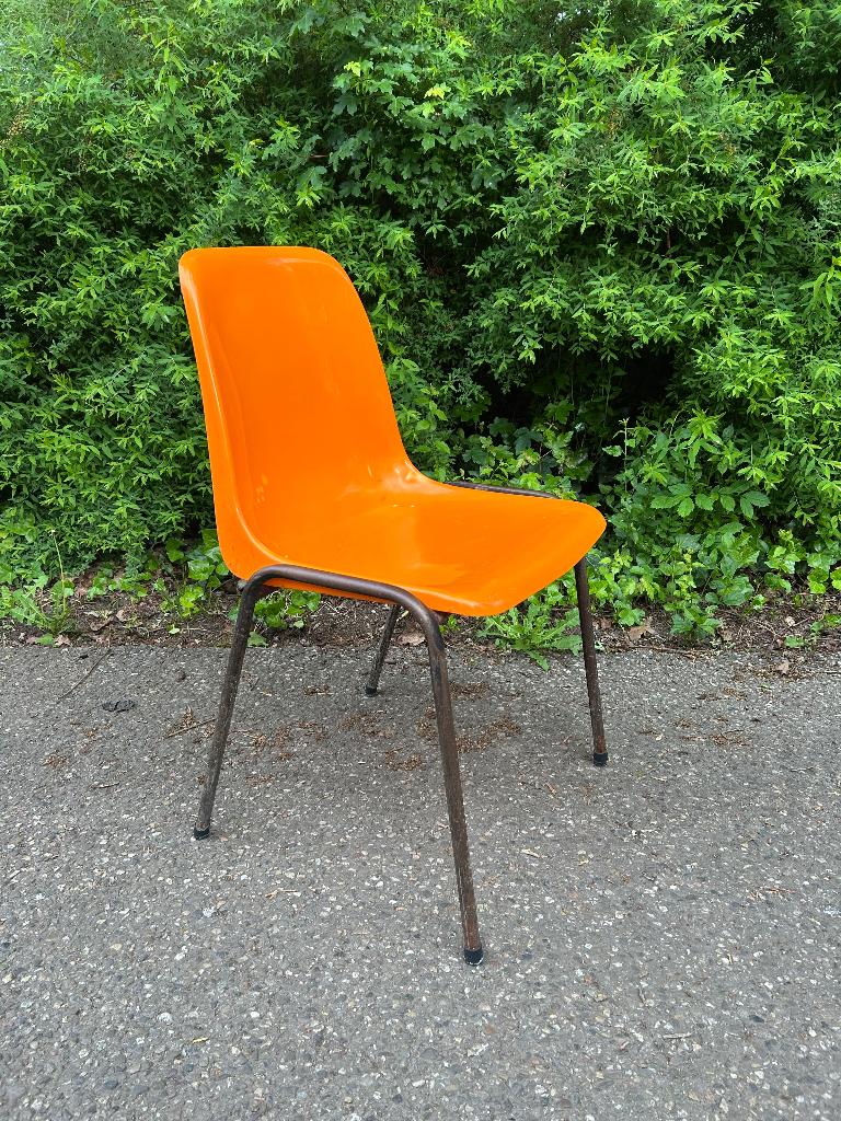 Oranje retro stoelen kunstof, Ophalen, Huis en Inrichting