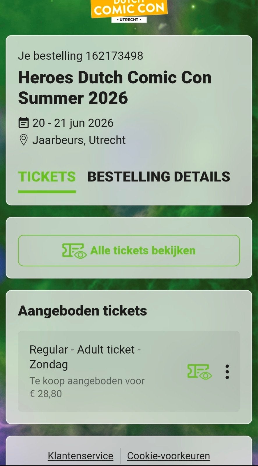 Comic con ticket zondag 21 juni, Tickets en Kaartjes, Beurzen, Eén persoon, Juni