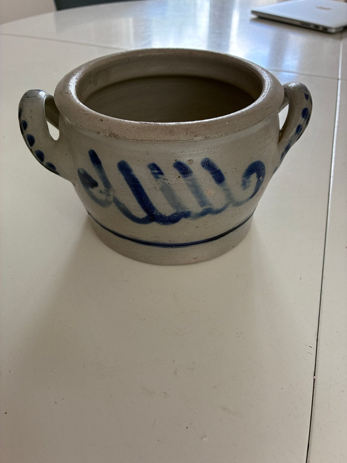 Vintage aardewerk Keulse pot met blauw decor, Antiek en Kunst, Ophalen