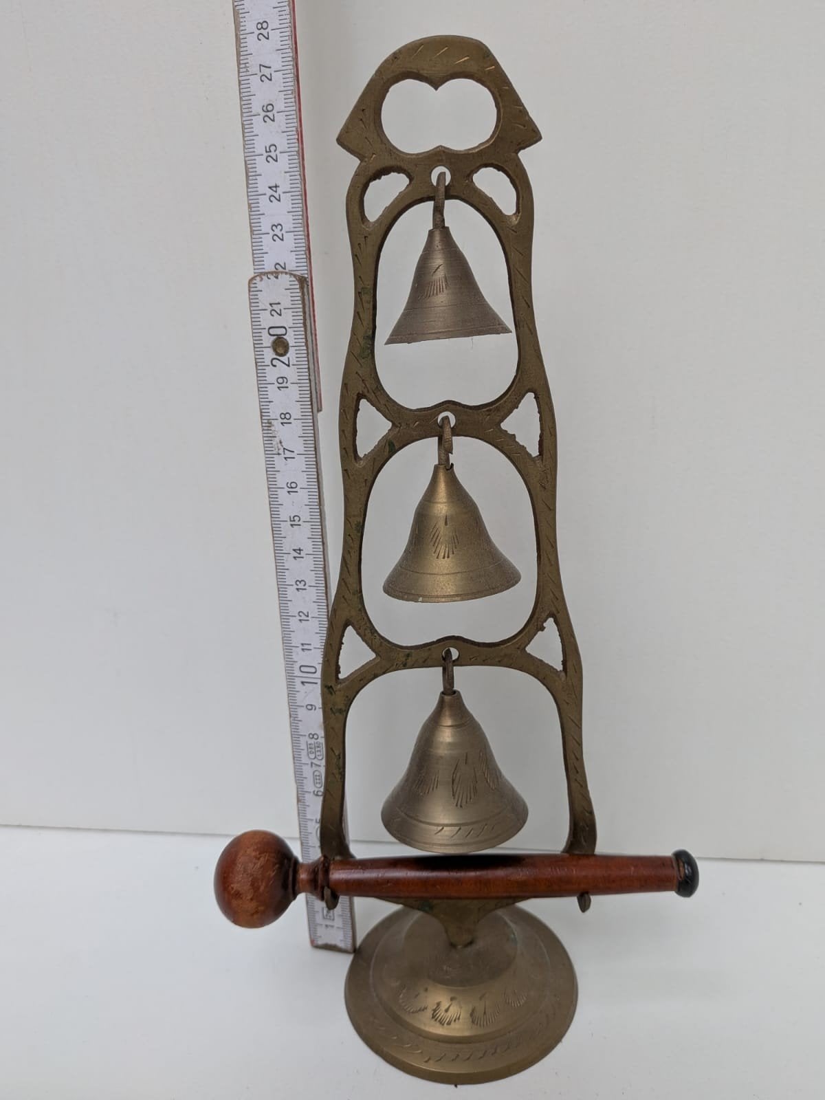 Antieke Messing Deurbel met 3 Bellen - Klassieke Decoratie, Ophalen
