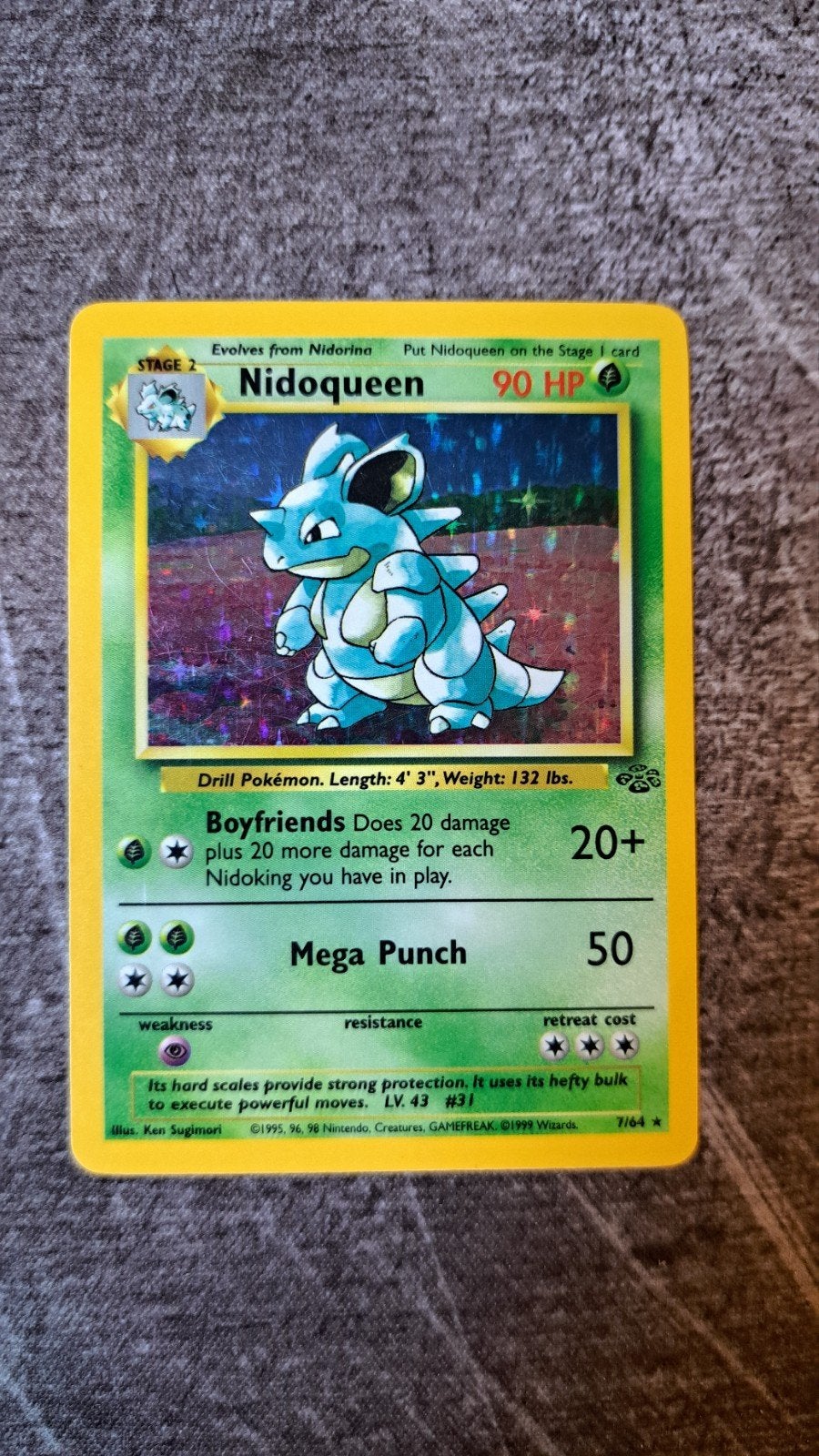 Pokémon kaart Nidoqueen Jungle NM, Ophalen of Verzenden, Zo goed als nieuw, Losse kaart, Foil