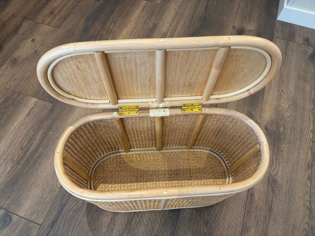 Rotan opbergkist / wasmand met deksel, Huis en Inrichting, Woonaccessoires | Kisten, Minder dan 50 cm, 50 tot 100 cm, Nieuw, Ophalen of Verzenden
