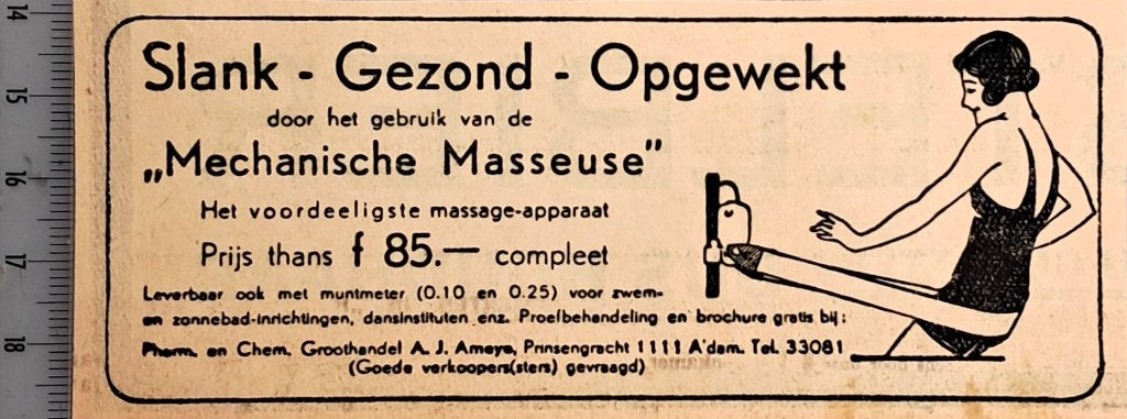 Amsterdam 1931: adv. Ameye's Mechanische Masseuse, Verzenden, Voor 1940, Gebruikt, Overige onderwerpen