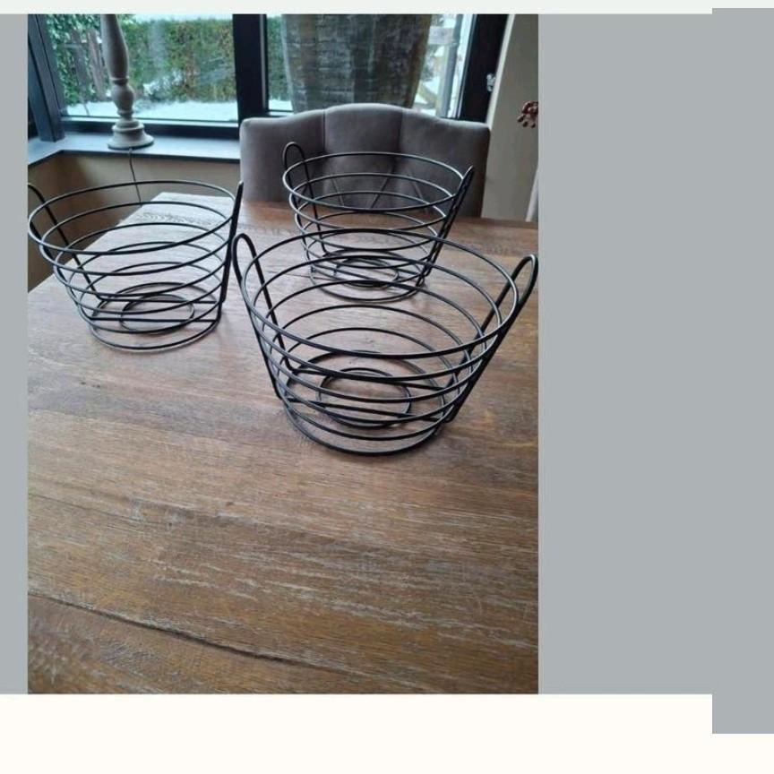 3 ijzeren mandjes, Overige materialen, Mand, Rond, Nieuw