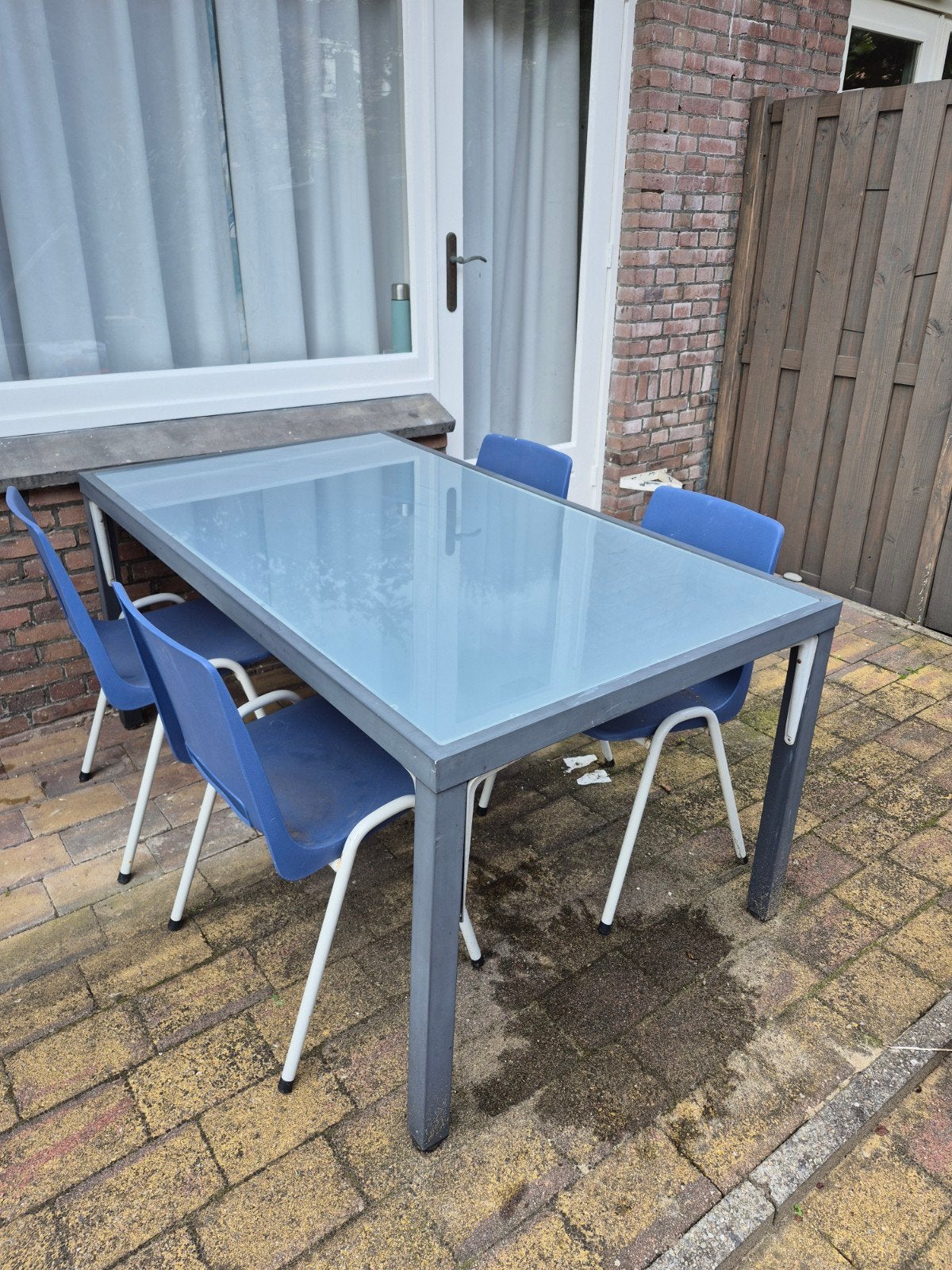 Rechthoekige tuintafel, Tuin en Terras, Tuintafels, Ophalen, Gebruikt, Rechthoekig, Metaal