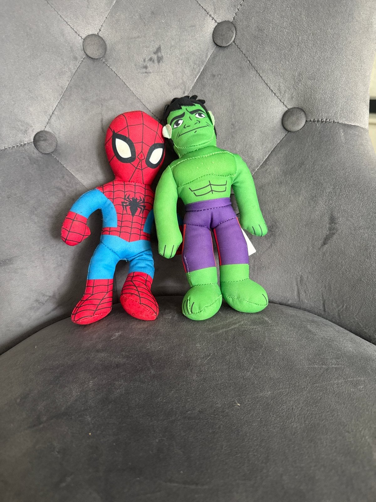 Spiderman en Hulk knuffels - Marvel superhelden, Gebruikt, Overige merken, Overige karakters, Overige typen
