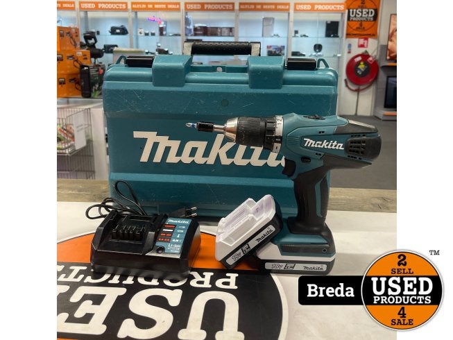 Makita DF457d Incl 2x 1.5Accu en Acculader - Nette staat, Doe-het-zelf en Verbouw, Gereedschap | Boormachines, Makita, Zo goed als nieuw