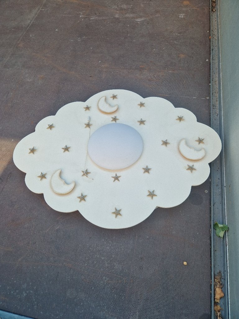 Plafondlamp wolk en sterren, Wit, Ophalen, Zo goed als nieuw, Lamp