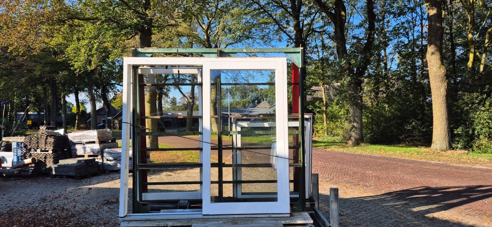 Houten schuifpui met dubbelglas - Gebruikt, Ophalen, Gebruikt, 225 cm of meer, Schuifpui