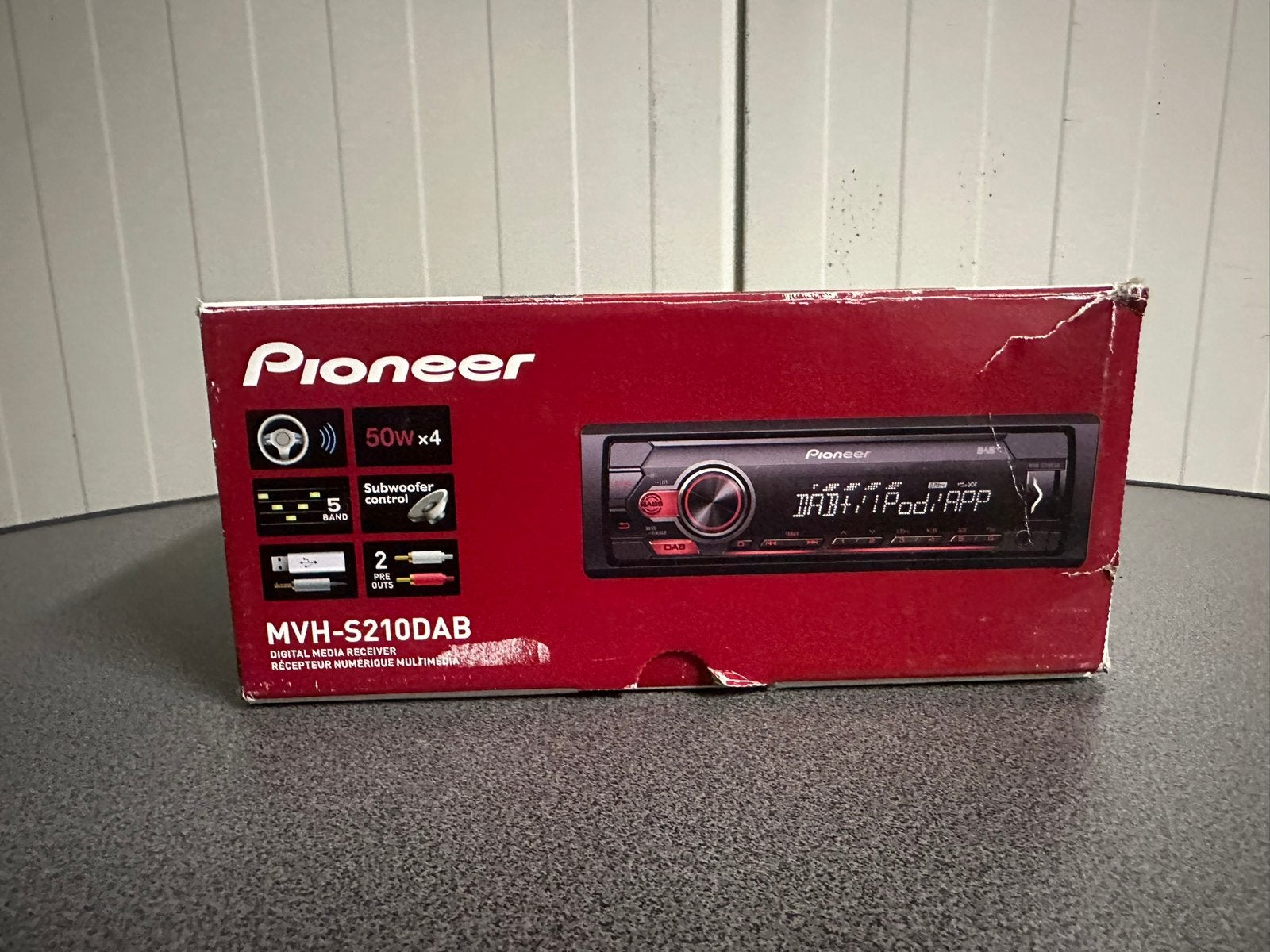 Pioneer MVH-S210DAB Autoradio Enkel din Rood-USB-DAB, Ophalen of Verzenden, Zo goed als nieuw