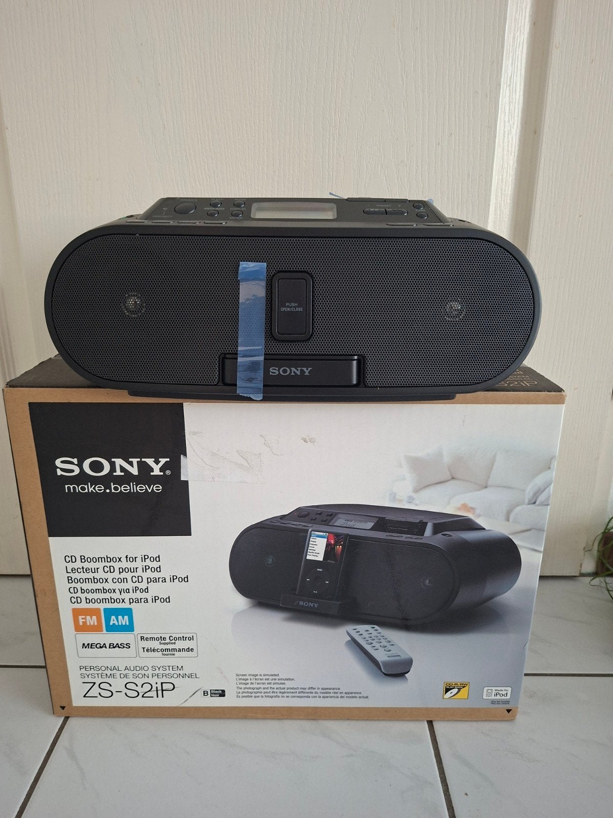 Sony ZS-S2iP CD Boombox voor iPod met afstandsbediening, Ophalen of Verzenden, Nieuw, Sony, Draagbaar