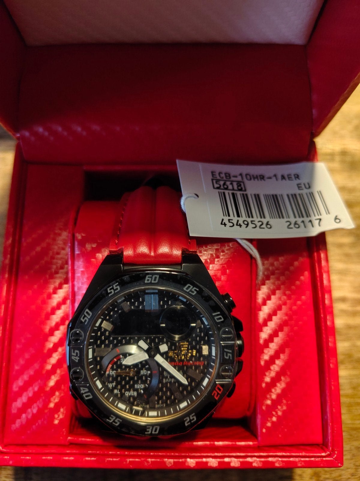 Casio Edifice ECB-10HR-1AER limited edition, Casio, Leer, Polshorloge, Nieuw