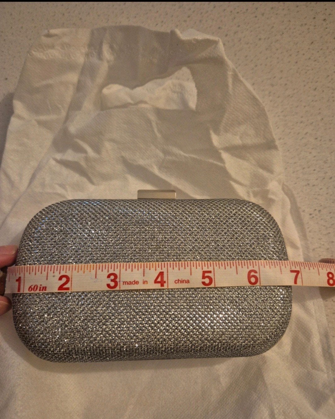 Glitter Clutch Zilver, Ophalen of Verzenden, Zo goed als nieuw, Grijs, Avondtasje