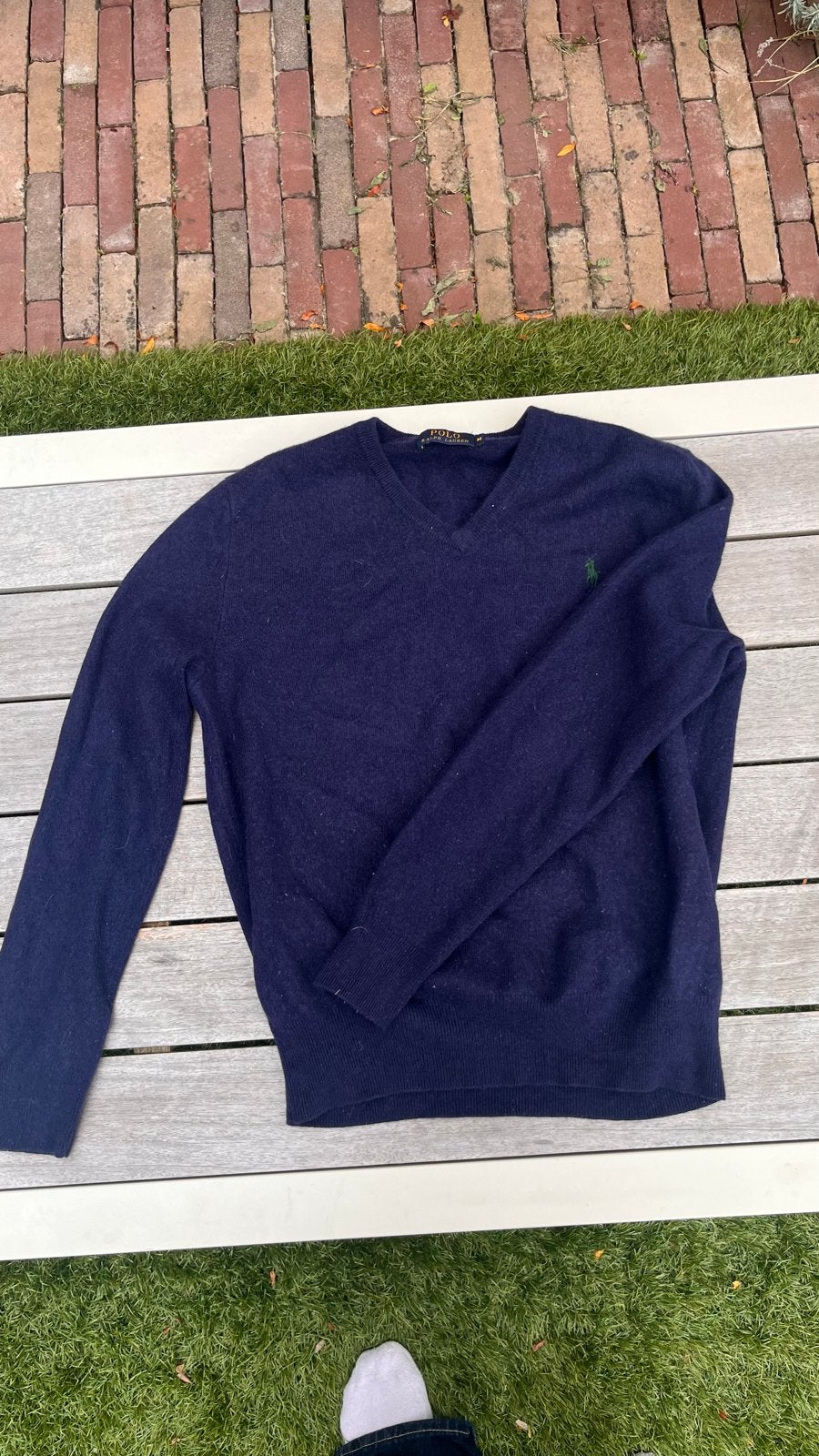 Polo Ralph Lauren V-hals trui - Maat M, Ophalen of Verzenden, Zo goed als nieuw, Maat 38/40 (M), Blauw