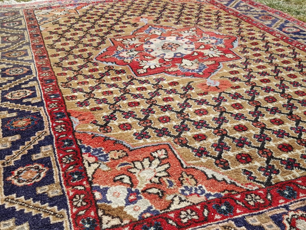 Prachtig zwaar oud handgeknoopt Perzisch tapijt 106-142 cm., Ophalen of Verzenden