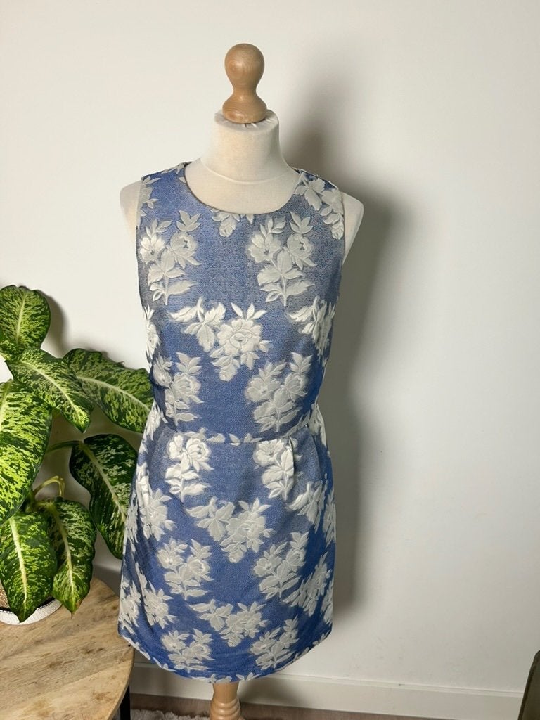 Esprit maat 38 blauwe elegante bloemen jurk 3441, Kleding | Dames, Maat 38/40 (M), Esprit, Blauw, Ophalen of Verzenden