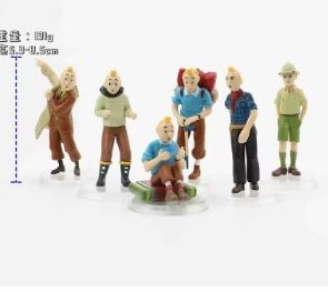 Kuifje figuren set op reis 6 stuks (4-9cm), Ophalen of Verzenden, Nieuw