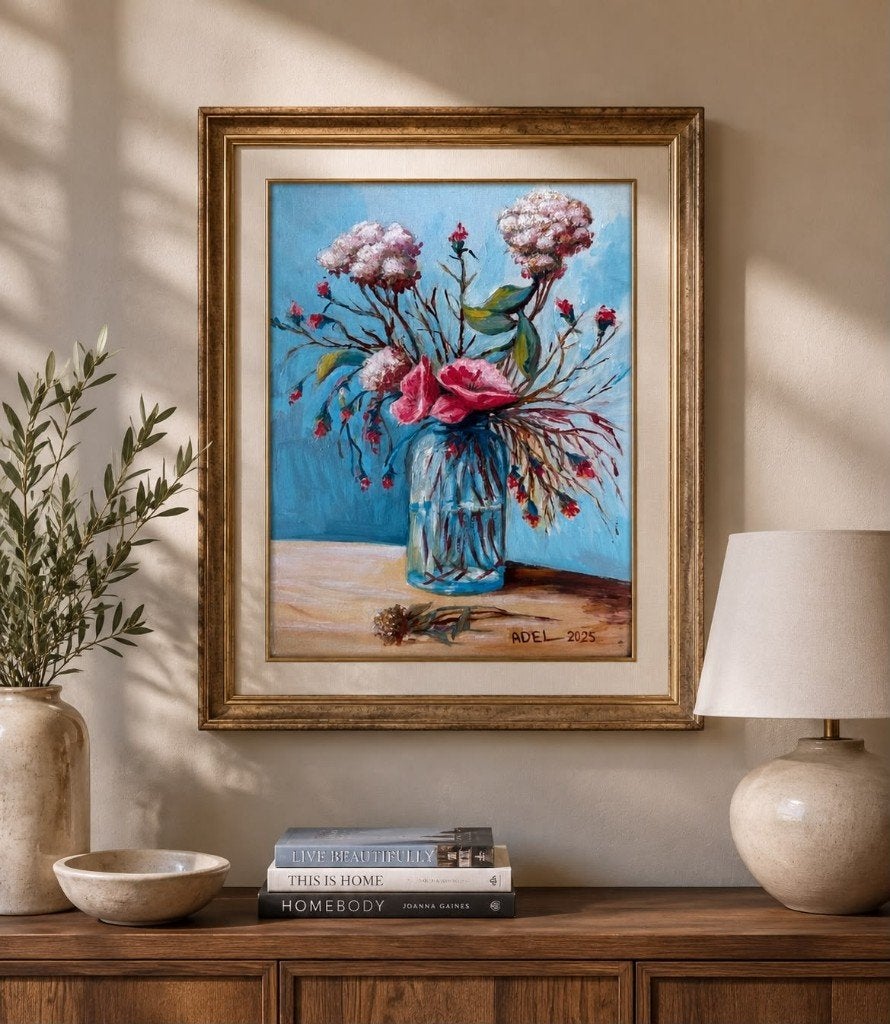 Flowers - Oil Painting on 30x40 Canvas, Antiek en Kunst, Bloemen, Doek, Impressionistisch, Ophalen of Verzenden