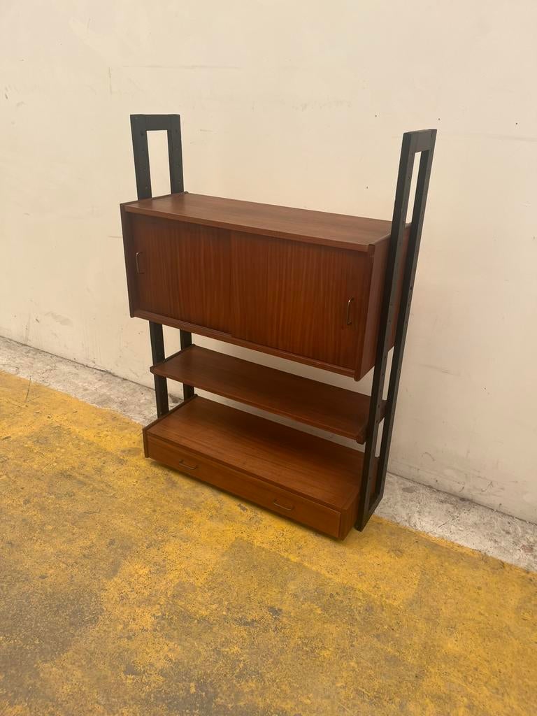Wandkast Simpla Lux vintage retro teak jaren 60 €265, Ophalen of Verzenden, Gebruikt