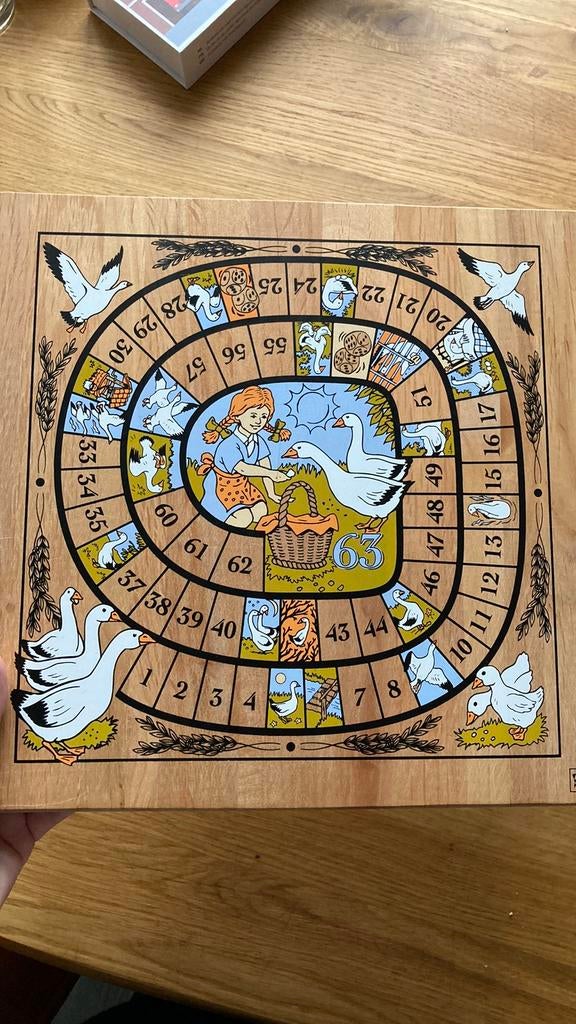 Houten ganzenbord - mooi!, Ophalen of Verzenden, Zo goed als nieuw, Overige typen