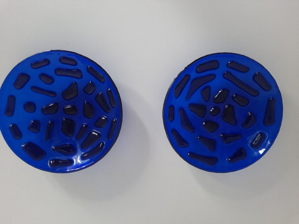 2 x blauw schaaltje met stippen, Schaal, Rond, Nieuw, Ophalen of Verzenden