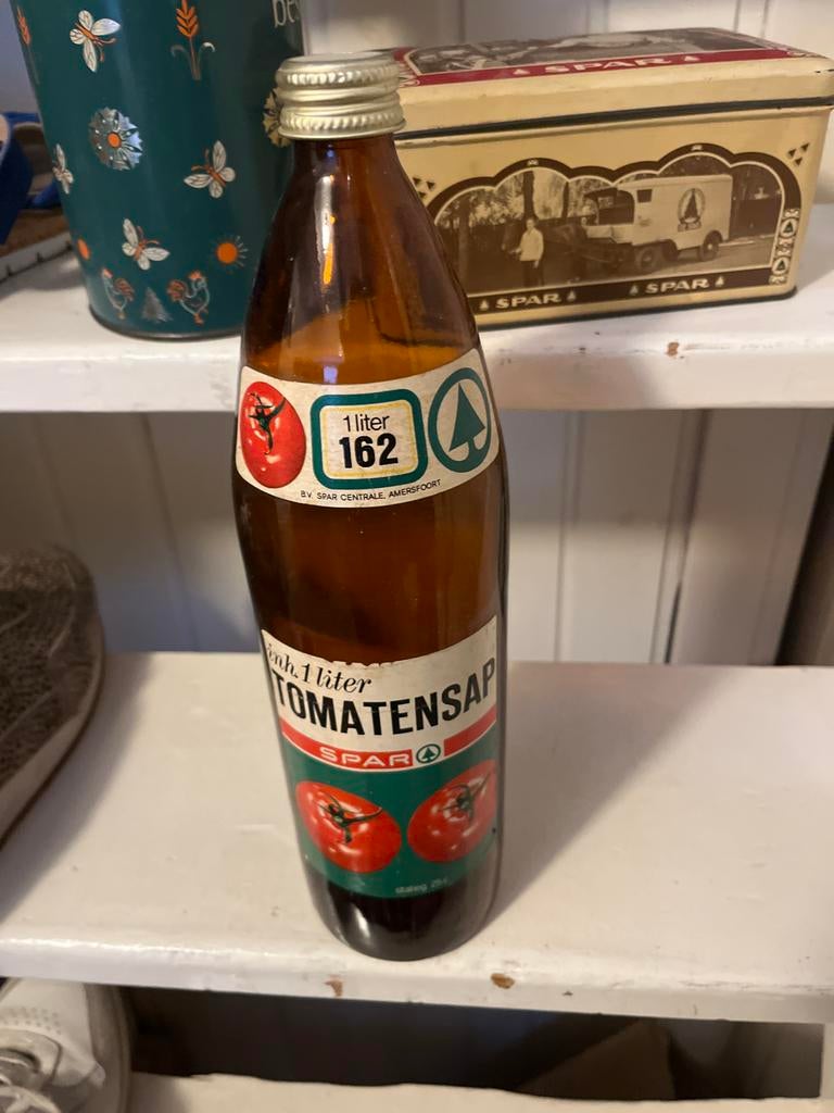 Vintage Spar Tomatensap Fles - 1 Liter, Verzamelen, Ophalen of Verzenden