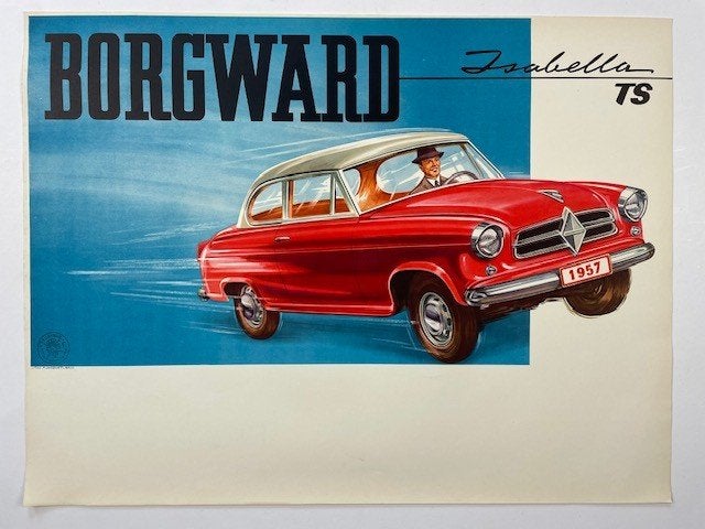 poster Borgward 1957 origineel affiche, Ophalen of Verzenden, Zo goed als nieuw, A1 t/m A3, Film en Tv
