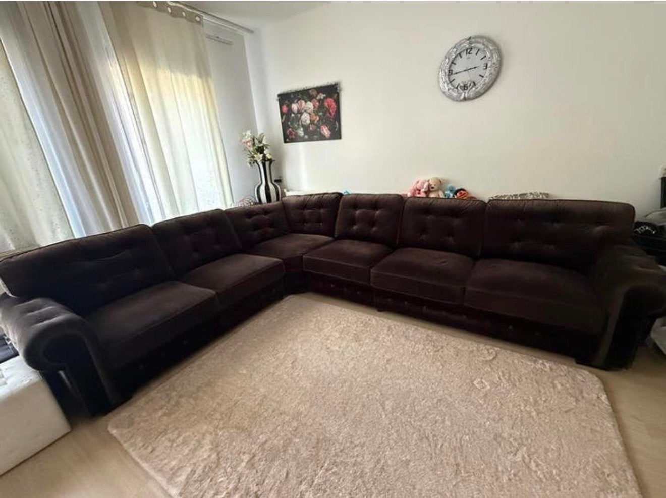 Grote hoekbank bruine urban sofa, Huis en Inrichting, Banken | Complete zithoeken, Ophalen, Zo goed als nieuw