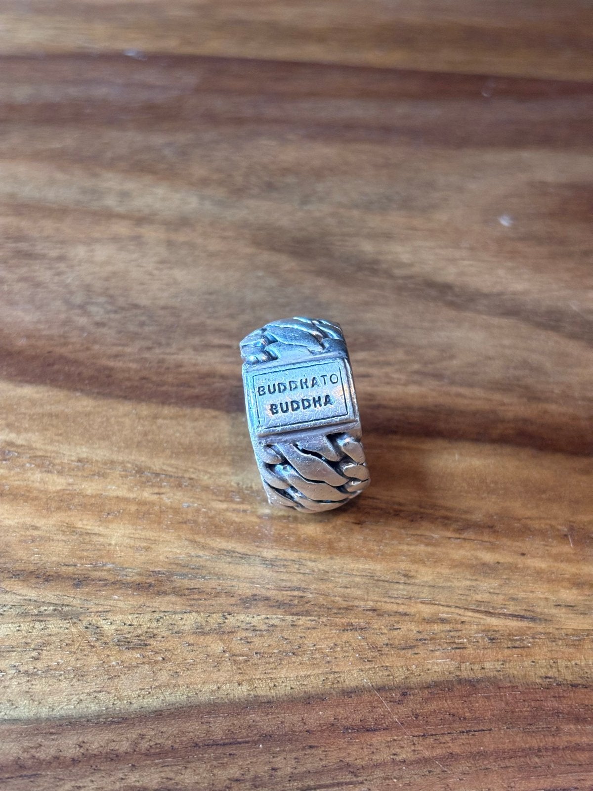 Buddha to Buddha ring, zilveren schakelring, 18 tot 19, Gebruikt, Ophalen of Verzenden, Dame of Heer