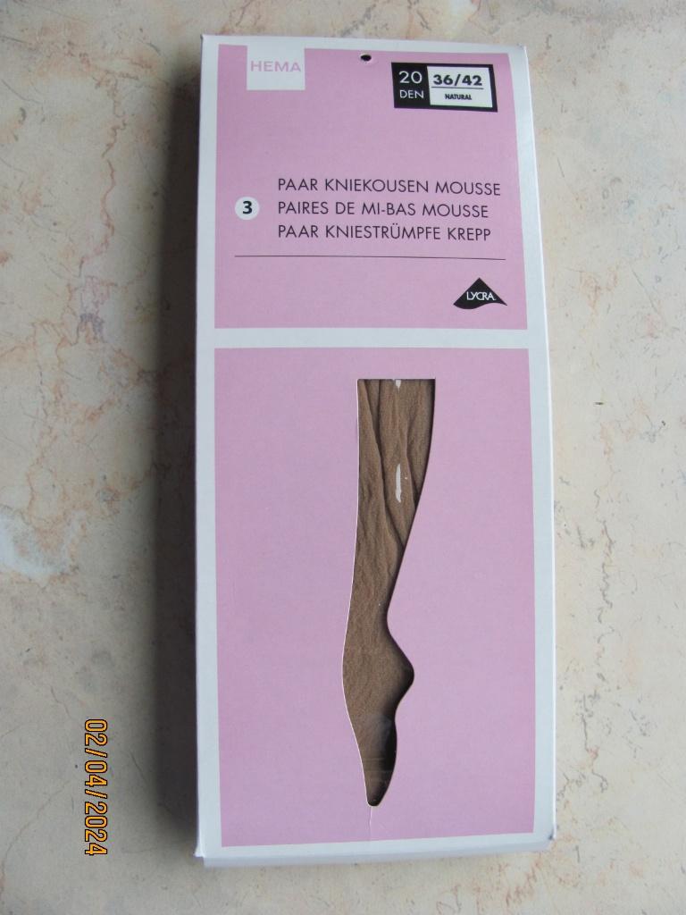 NIEUW 3 paar HEMA 20 denier panty KNIEKOUSEN 36/42 naturel, Overige kleuren, Kousenvoetjes en Kniekousjes, Nieuw, Overige maten