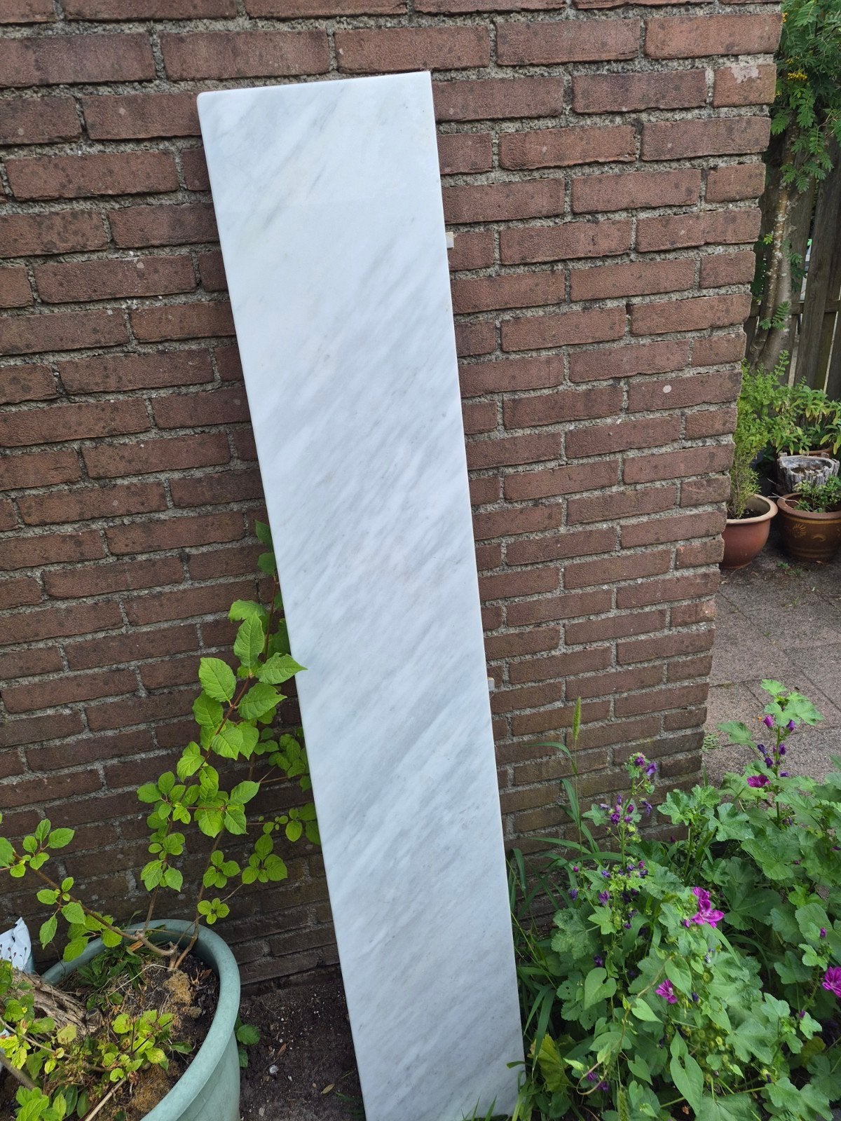 Marmeren vensterbank of plank - Wit met grijze aders, Ophalen, Gebruikt, Overige metalen