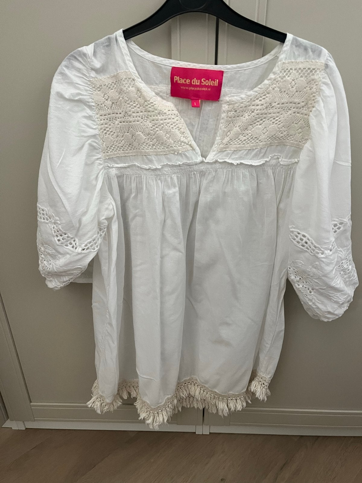 Witte Ibiza tuniek Place du Soleil one size, Kleding | Dames, Maat 38/40 (M), Wit, Ophalen of Verzenden, Zo goed als nieuw