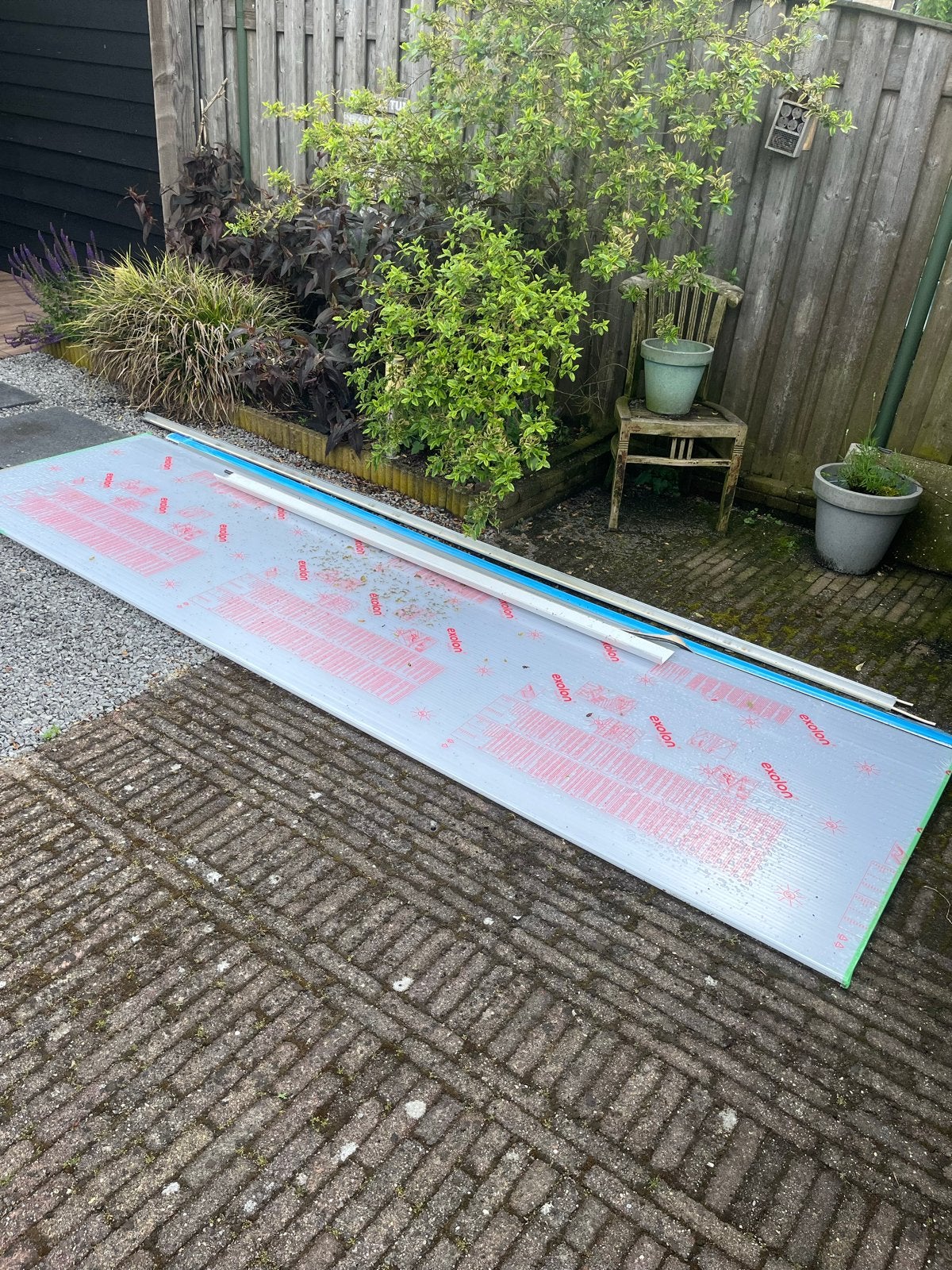 Polycarbonaat plaat 98x350 cm met toebehoren, Ophalen of Verzenden, Gebruikt, Overige materialen, Minder dan 20 mm