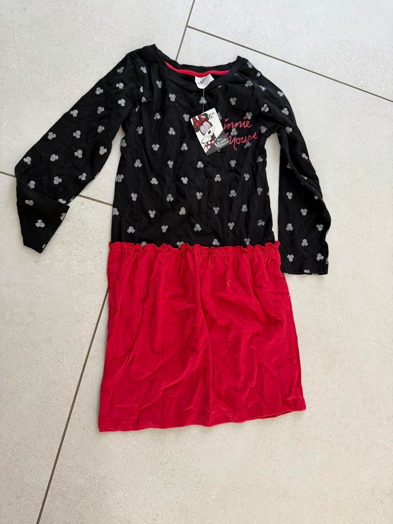 Minnie Mouse Jurk Zwart/Rood Maat 128/134, Ophalen of Verzenden, Nieuw, Meisje, Jurk of Rok