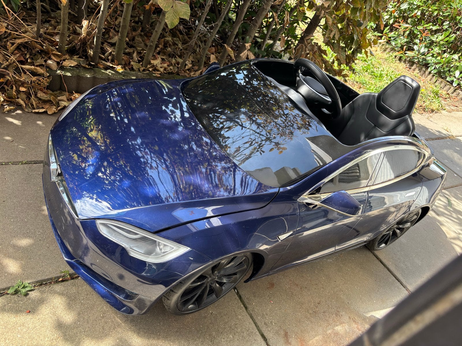 Tesla Model S elektrische kinderauto - Blauw, Kinderen en Baby's, Zo goed als nieuw