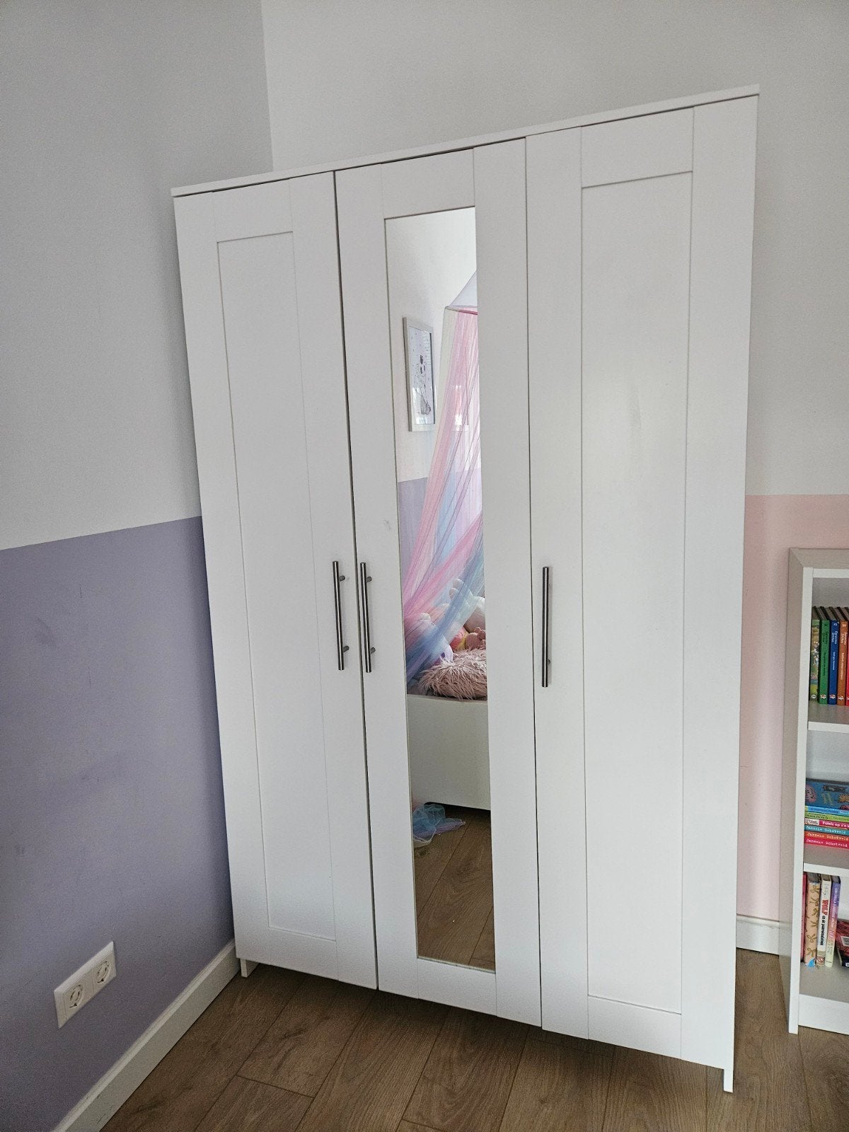 IKEA BRIMNES kledingkast met spiegeldeur, Ophalen, Met deur(en), 100 tot 150 cm, Modern, Scandinavisch