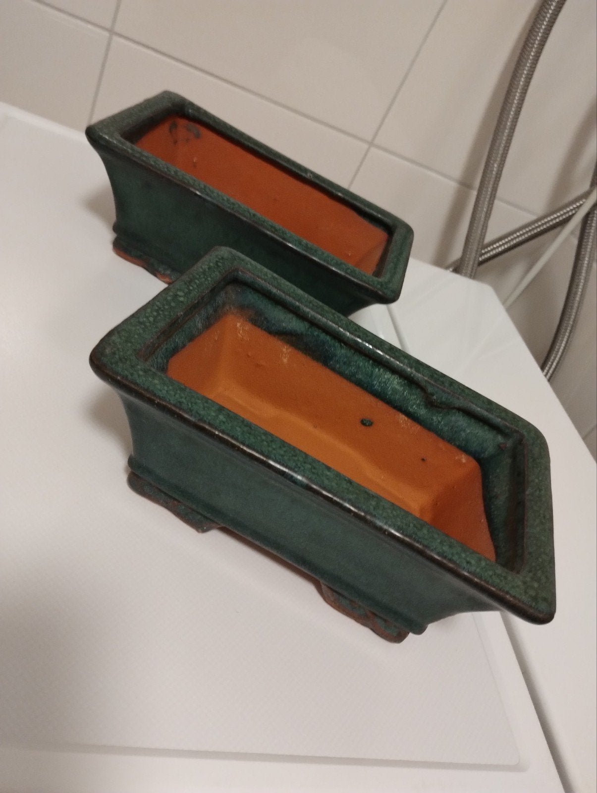 Oude originele Japanse terracotta bonsai schalen, Tuin en Terras, Ophalen of Verzenden, Rond, Steen, Minder dan 30 cm