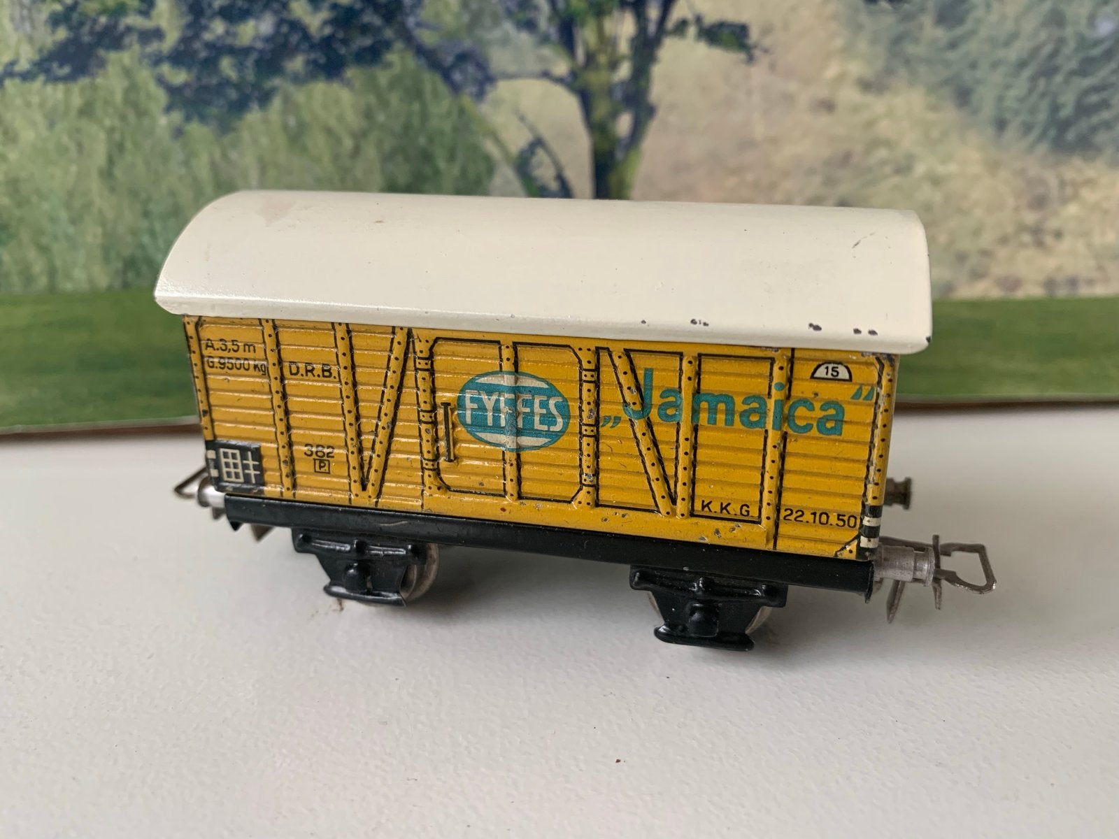 Märklin Nr. 382 H0 Fyffes Jamaica Bananenwagon, Wisselstroom, Gebruikt, Wagon, Ophalen of Verzenden