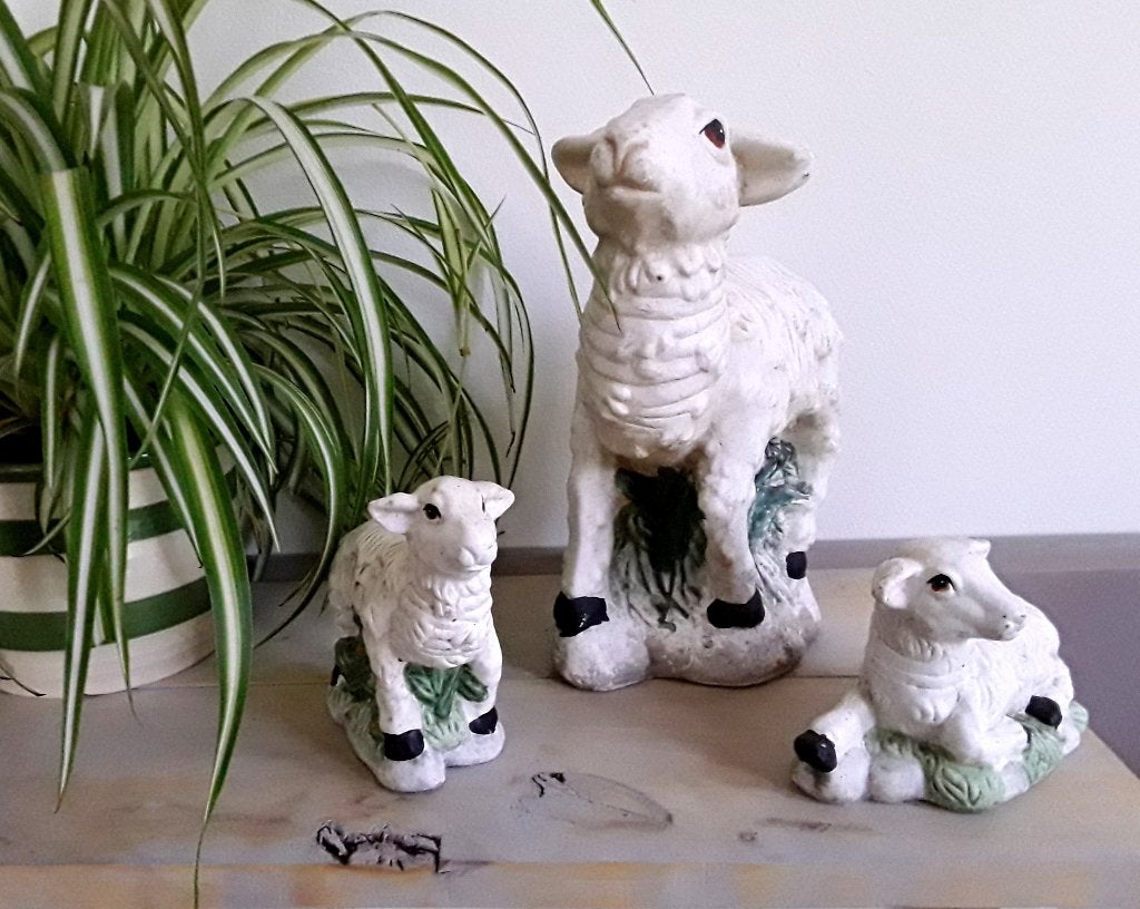 Beeld - beelden - schaap en lammeren - lammetjes - schapen, Ophalen of Verzenden, Gebruikt, Dier