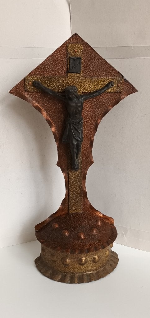 Zeldzaam Trench Art altaar Kruis Crusifix corpus art deco, Ophalen of Verzenden
