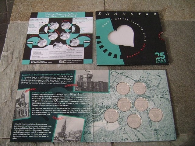 Muntset "Zaanstad - waar 7 harten kloppen als 1" FDC/BU, Postzegels en Munten, Ophalen of Verzenden, Overige materialen, Nederland