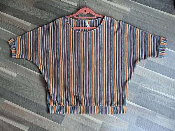 Miss Etam, veelkleurige blouse, L/XL, vleermuismouwen, Kleding | Dames, Meerkleurig, Maat 42/44 (L), Ophalen of Verzenden, Zo goed als nieuw