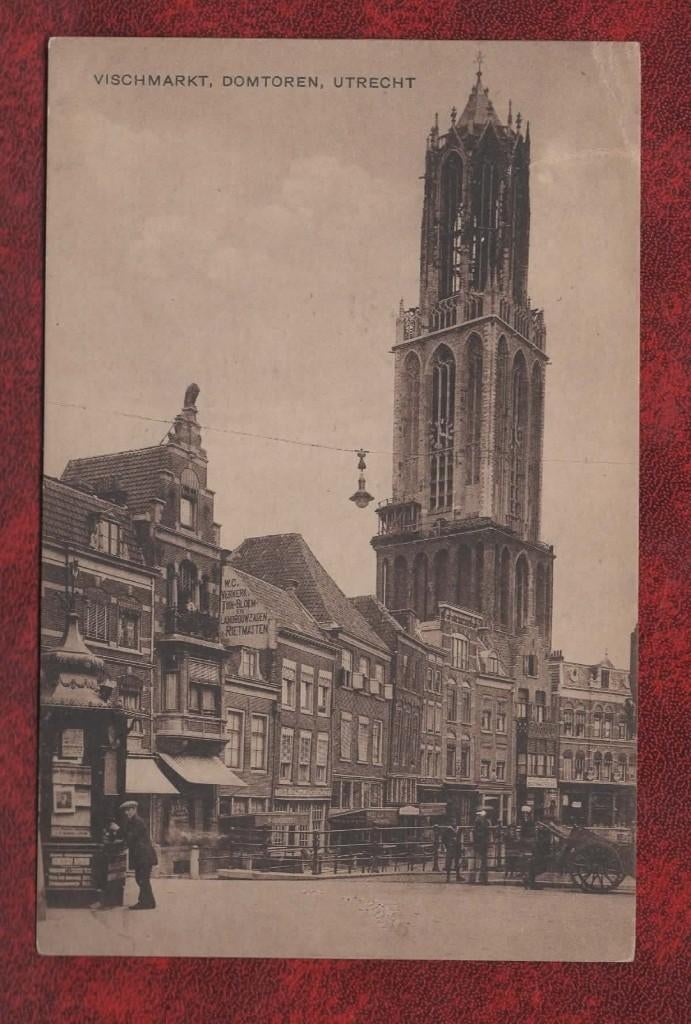 Utrecht - Vischmarkt, Domtoren (recl.b. W.C.Verkerk) - 1919, Verzamelen, Ophalen of Verzenden, Voor 1920, Gelopen, Utrecht
