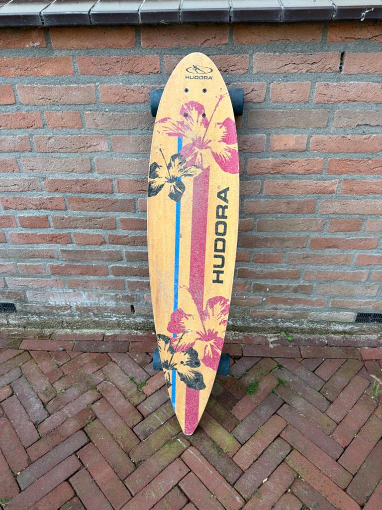 Hudora Longboard - Tropisch Design, Sport en Fitness, Skateboarden, Ophalen, Gebruikt, Skateboard, Longboard