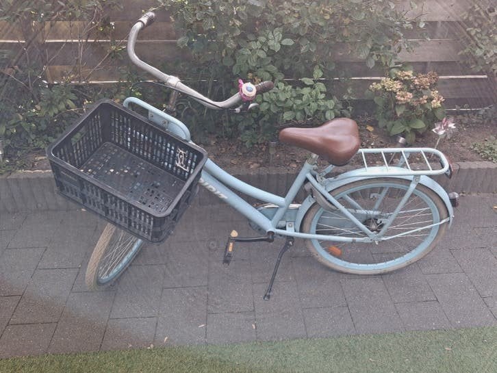 Meiden transport fiets, blauw 24inch,  met krat, Ophalen, Gebruikt, Terugtraprem, 24 inch