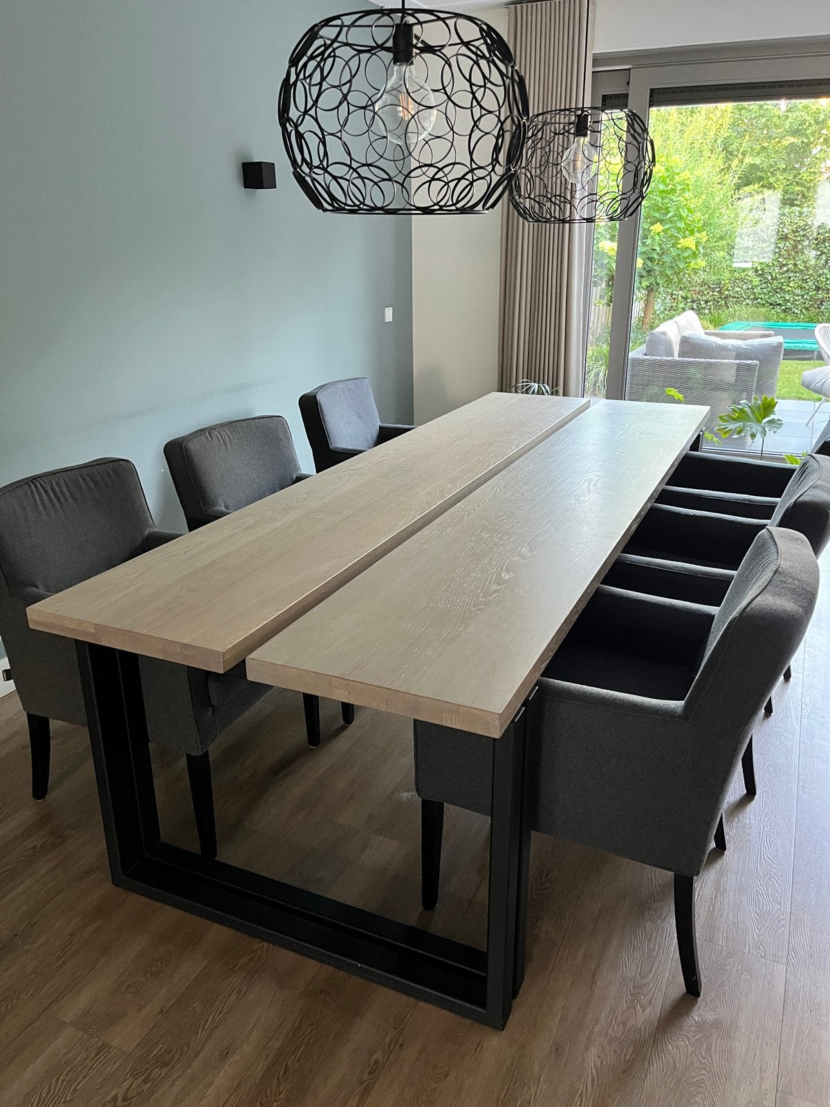 Grote eettafel 280x100 cm met gratis stoelen, Huis en Inrichting, Ophalen, Gebruikt, 100 tot 150 cm, Eikenhout