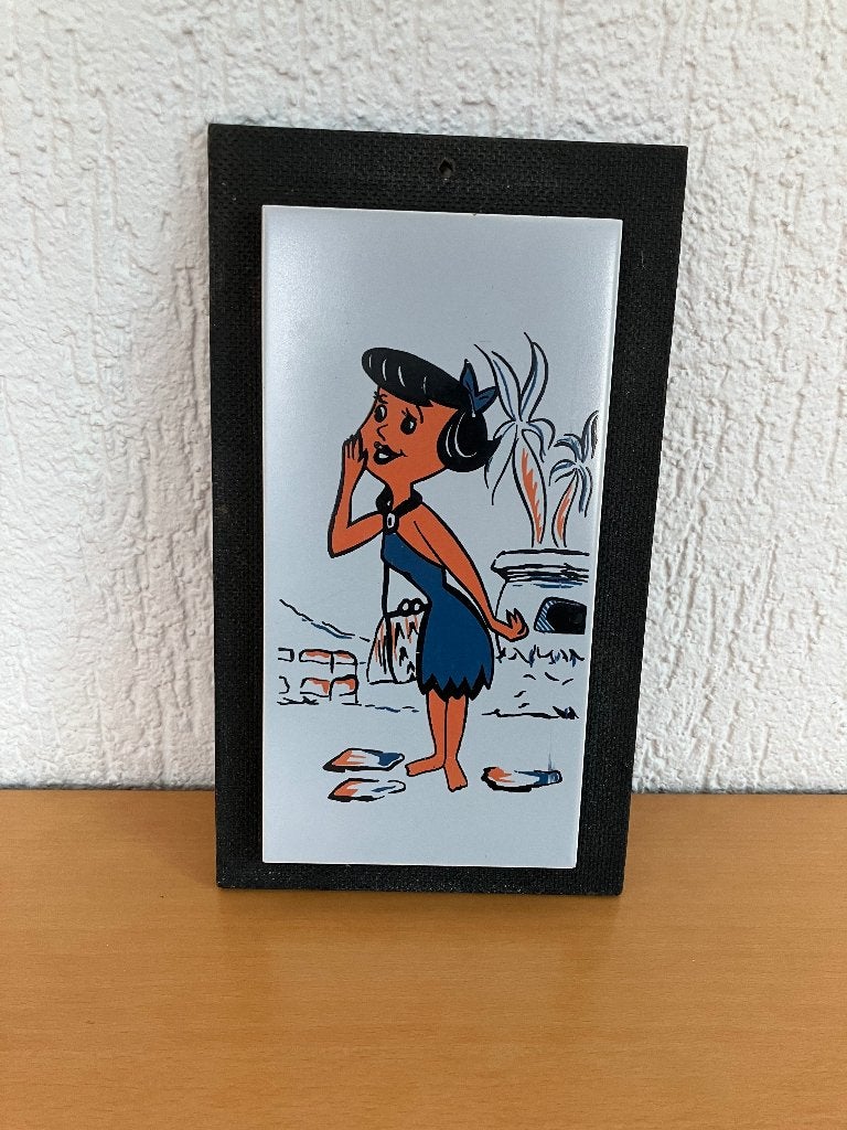 Wanddecoratie Flintstones met Betty Rubble 1965, Gebruikt, Wandbord of Wandpaneel, 13 cm, 23 cm