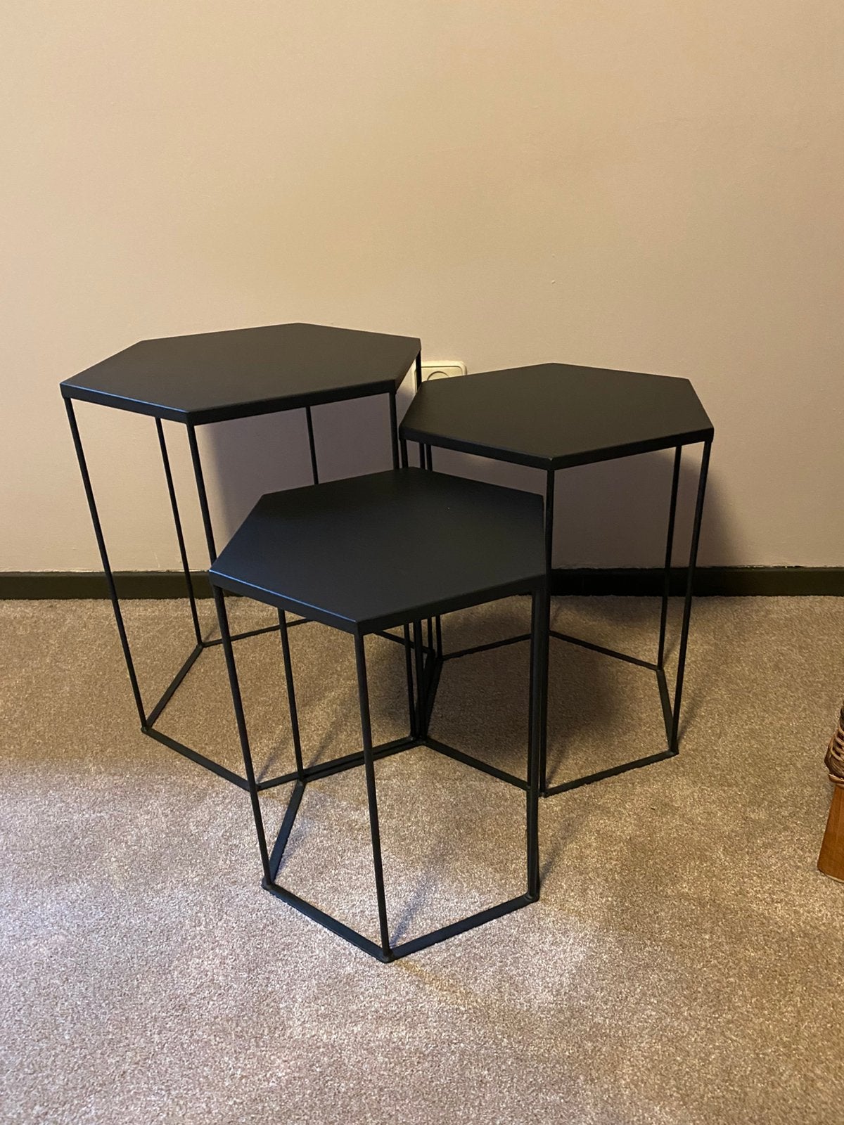 Te koop set van 3 tafeltje, Huis en Inrichting, Ophalen, Minder dan 45 cm, Minder dan 55 cm, Rond