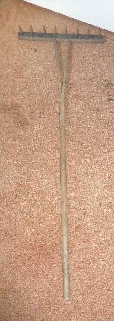 Houten rechte hark - Lengte 155cm - 8 tander - ZGAN - €25,=, Ophalen, Zo goed als nieuw, Hark